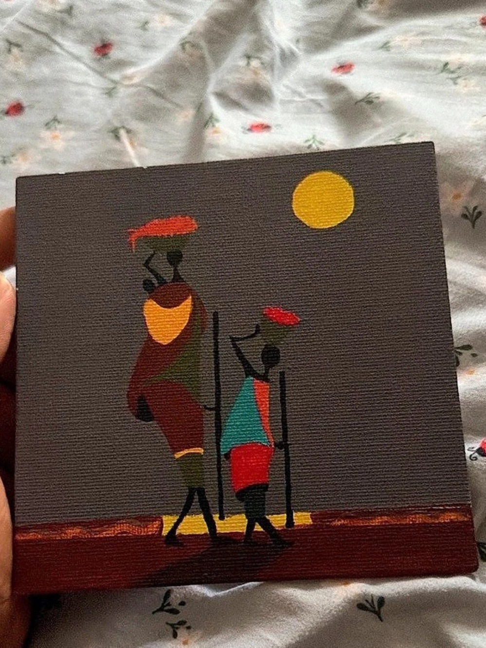 Handmade Fiber Art Wall Hanging in Brown & Red